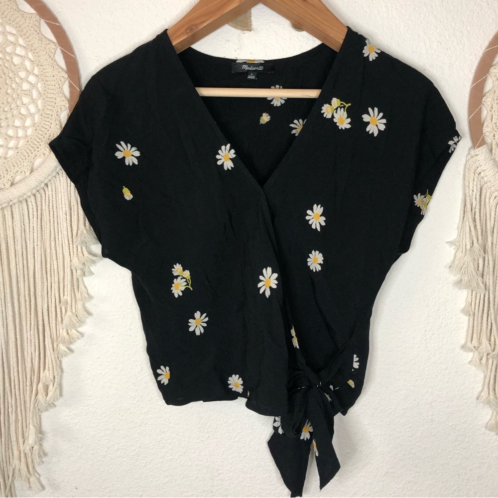 Madewell daisy floral print crop wrap blouse small